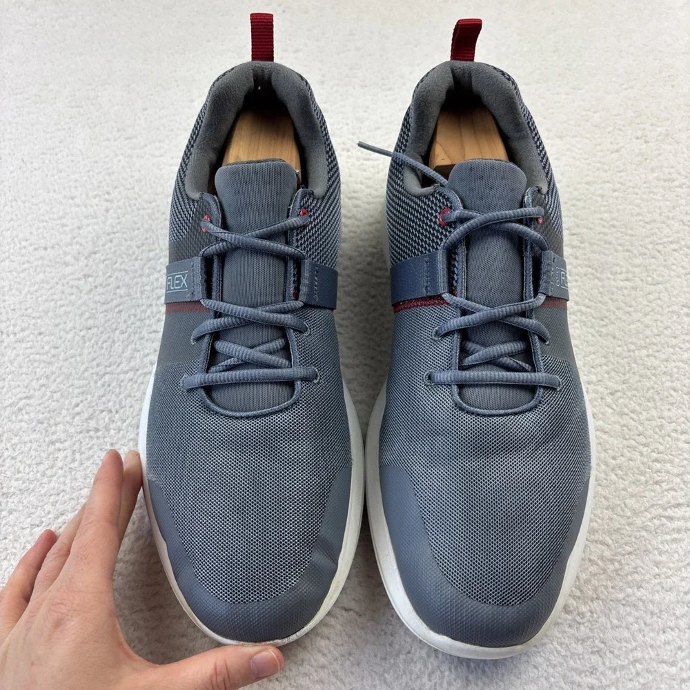 FOOTJOY Flex Spikeless Golf Shoes Mens 10 Gray/Red Lightweight Performance